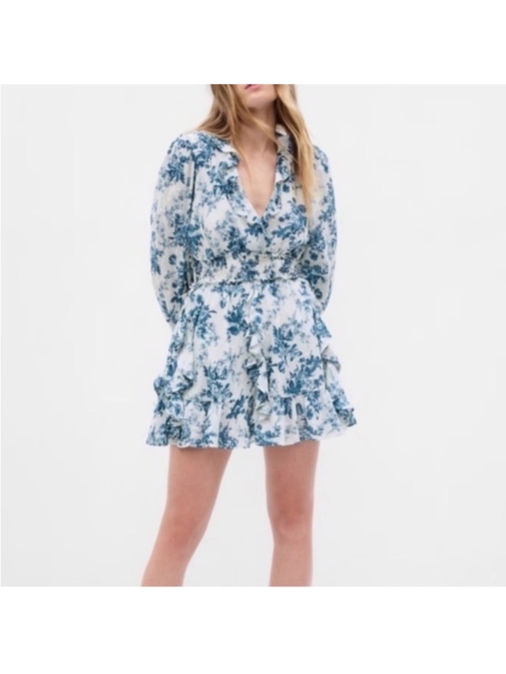 LoveShackFancy for Gap Floral Ruffle Mini Dress with Smocked Waist